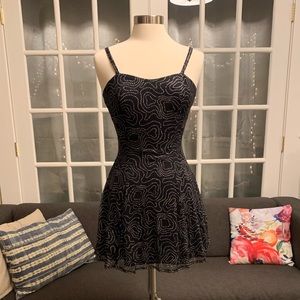 Retro Sparkly Black Skater Dress